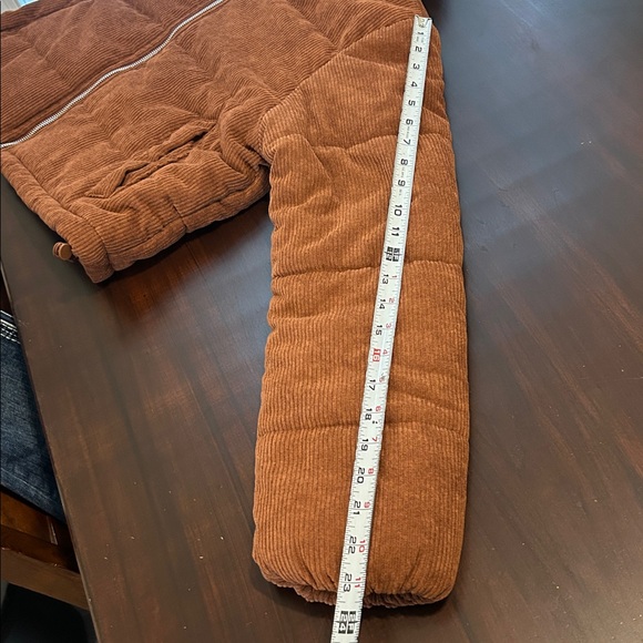 Ambiance Outerwear Rust Corduroy Cropped Puffer Cozy Fall Jacket Women Sz M NEW - Picture 12 of 15